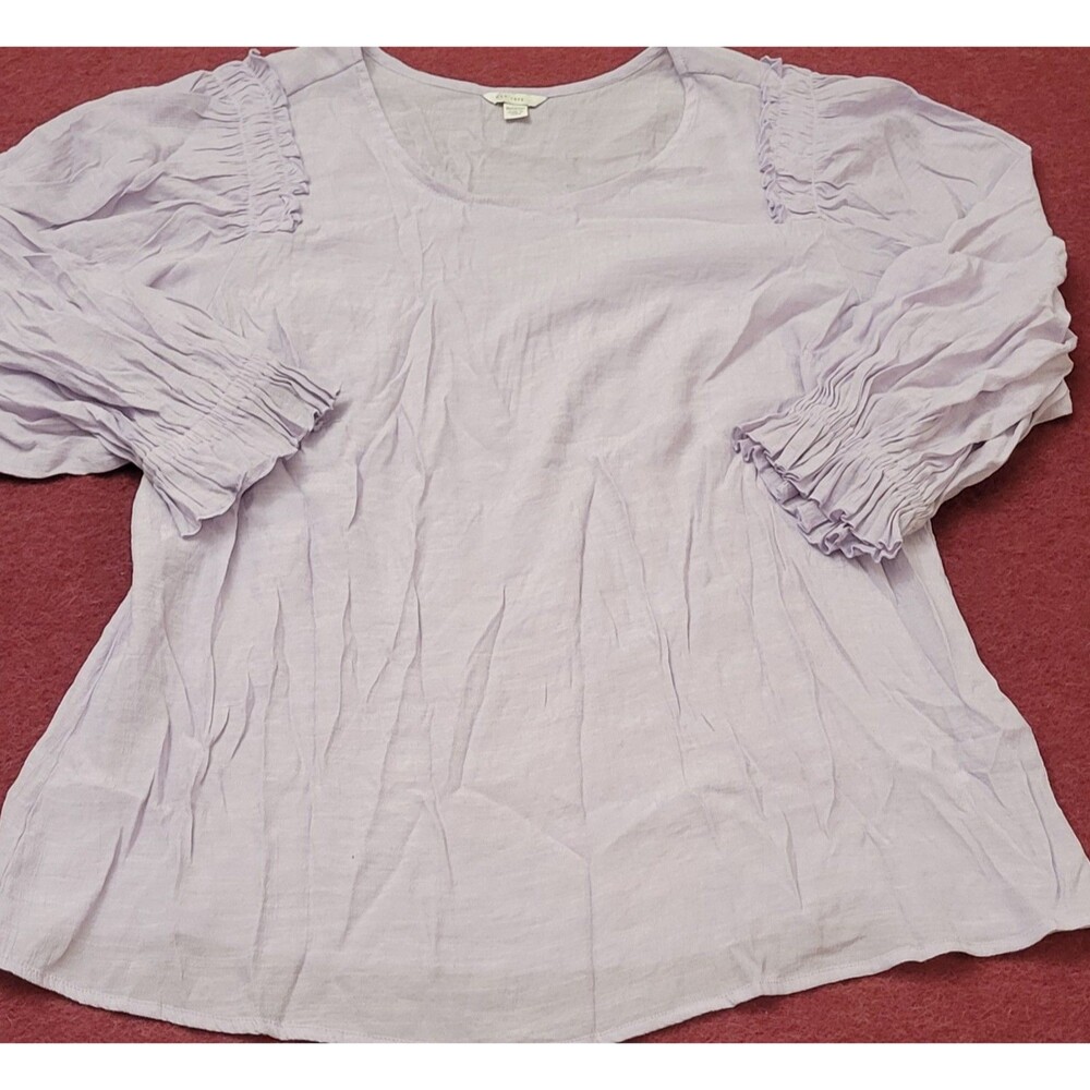 Womans Lightweight Est 1946 Lavender Flowy Ruffle Detail Shirt 3/4 Sleeve 18/20W